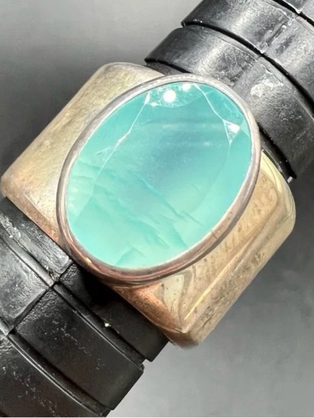 Vintage Janice Girardi JGD©️ Sterling Silver 925 Aqua Chalcedony Ring - Sz 9
